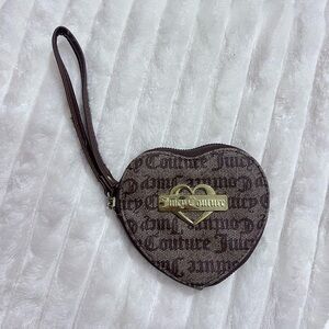 Juicy Couture Heart-Shaped Brown Wristlet with Gold Logo